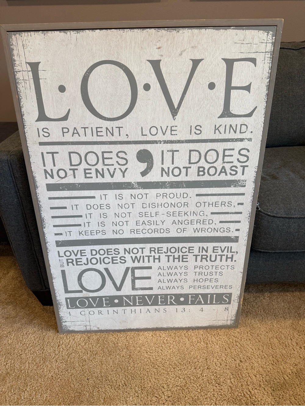 Kirkland Signature LOVE Scripture Wall Art in Gray and White